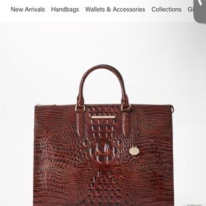 Brahmin Brown Croc-Embossed Laptop Bag